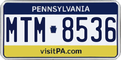 PA license plate MTM8536