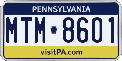 PA license plate MTM8601