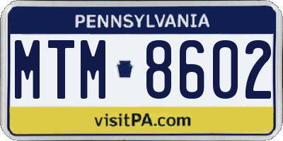 PA license plate MTM8602