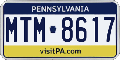 PA license plate MTM8617
