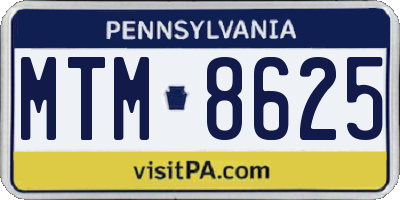 PA license plate MTM8625