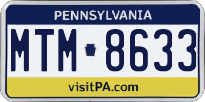 PA license plate MTM8633