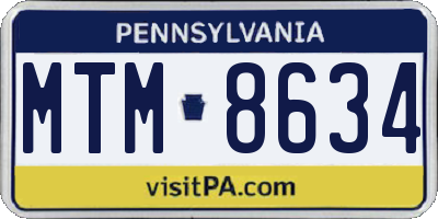 PA license plate MTM8634