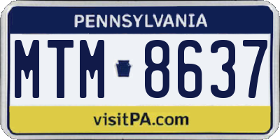 PA license plate MTM8637