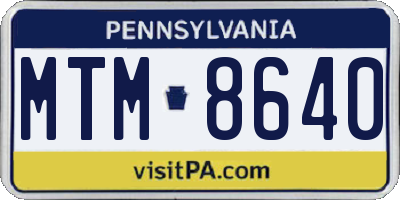 PA license plate MTM8640
