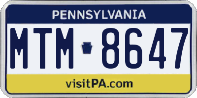 PA license plate MTM8647