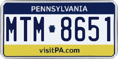 PA license plate MTM8651