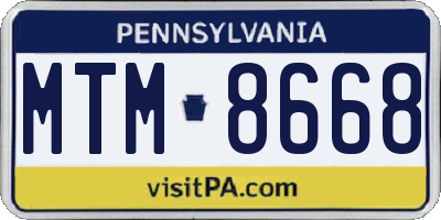 PA license plate MTM8668