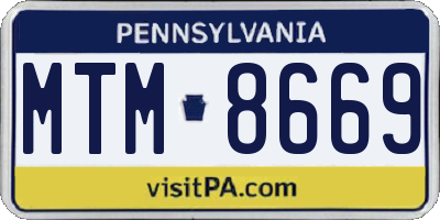 PA license plate MTM8669