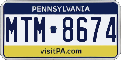PA license plate MTM8674