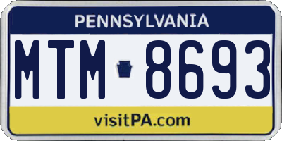 PA license plate MTM8693