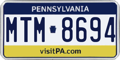 PA license plate MTM8694