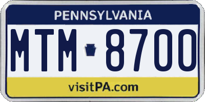 PA license plate MTM8700