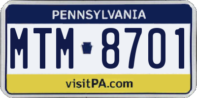 PA license plate MTM8701