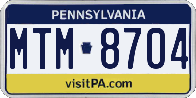 PA license plate MTM8704