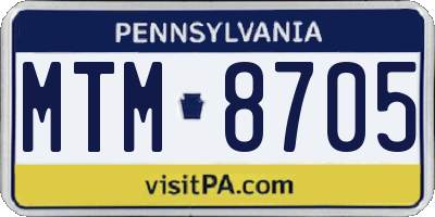 PA license plate MTM8705