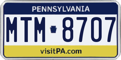 PA license plate MTM8707