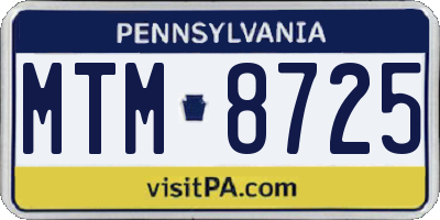 PA license plate MTM8725