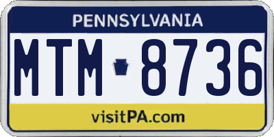 PA license plate MTM8736