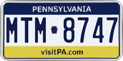 PA license plate MTM8747