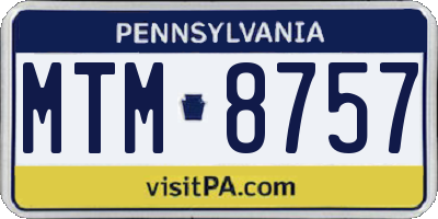 PA license plate MTM8757
