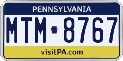 PA license plate MTM8767