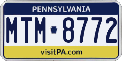 PA license plate MTM8772