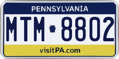 PA license plate MTM8802