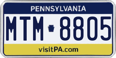 PA license plate MTM8805