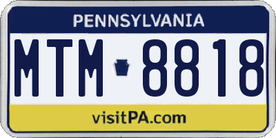 PA license plate MTM8818