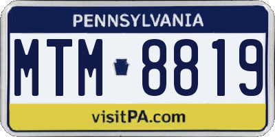 PA license plate MTM8819