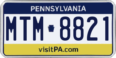 PA license plate MTM8821
