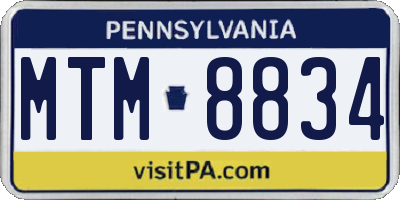 PA license plate MTM8834