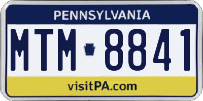 PA license plate MTM8841