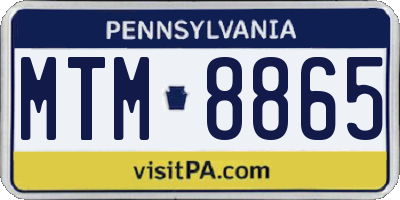 PA license plate MTM8865