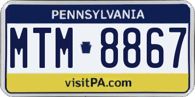 PA license plate MTM8867
