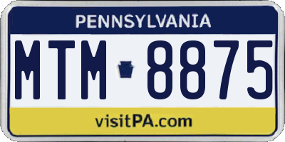 PA license plate MTM8875