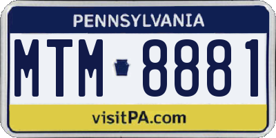 PA license plate MTM8881