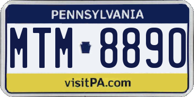PA license plate MTM8890