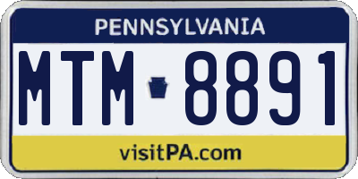 PA license plate MTM8891
