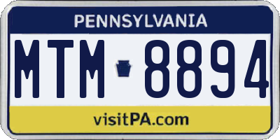 PA license plate MTM8894