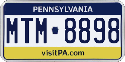 PA license plate MTM8898