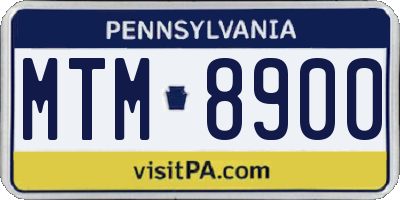 PA license plate MTM8900