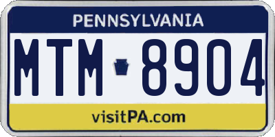PA license plate MTM8904