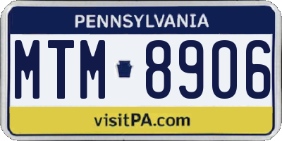PA license plate MTM8906