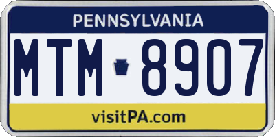 PA license plate MTM8907
