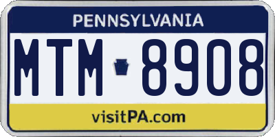 PA license plate MTM8908