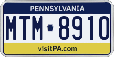 PA license plate MTM8910