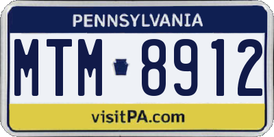 PA license plate MTM8912