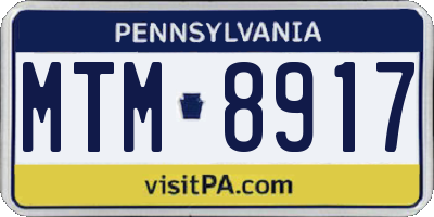 PA license plate MTM8917